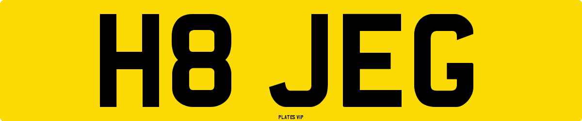 H8 JEG Number Plate