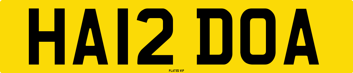 HA12 DOA Number Plate