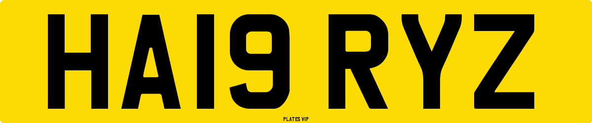 HA19 RYZ Number Plate