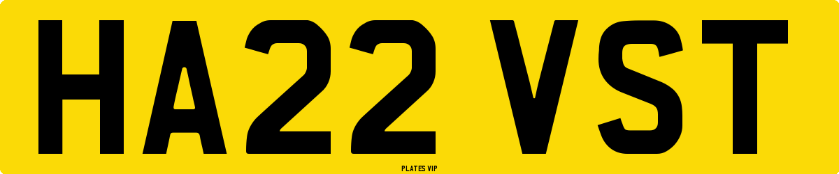 HA22 VST Number Plate