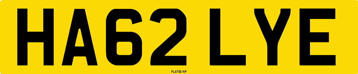 HA62 LYE Number Plate