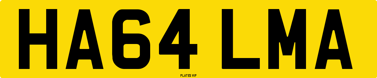 HA64 LMA Number Plate
