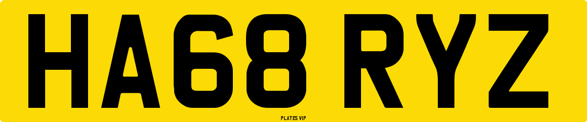 HA68 RYZ Number Plate