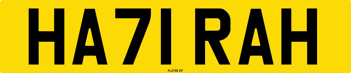 HA71 RAH Number Plate