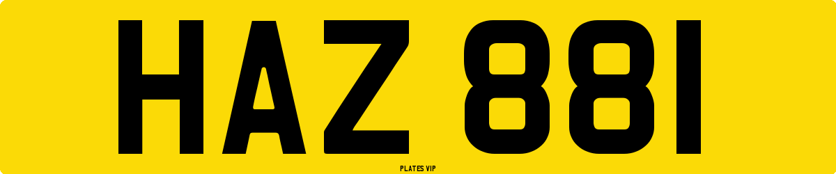 HAZ 881 Number Plate