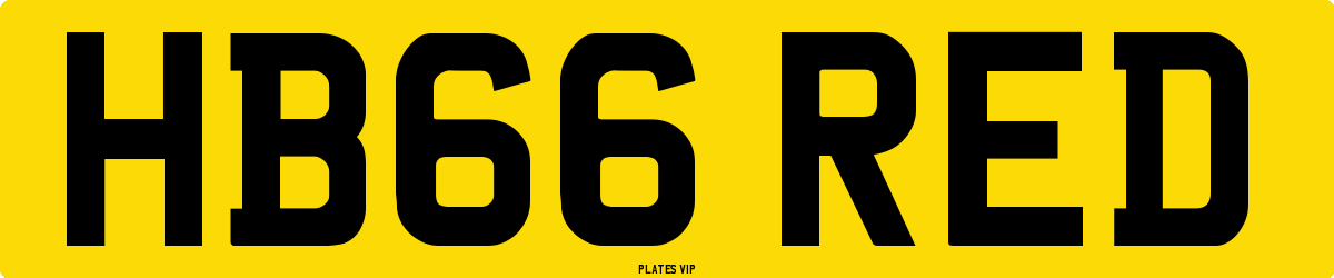 HB66 RED Number Plate