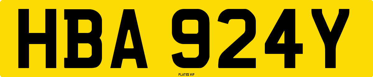 HBA 924Y Number Plate