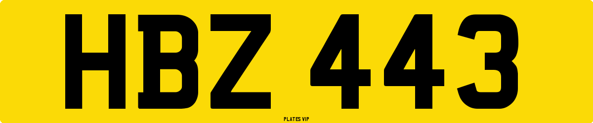 HBZ 443 Number Plate