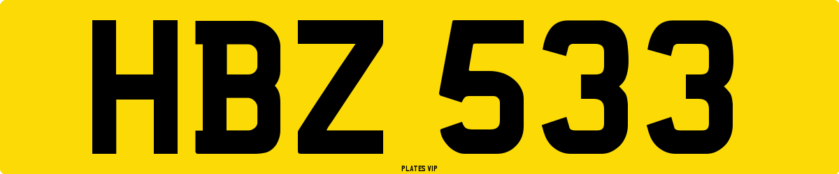 HBZ 533 Number Plate