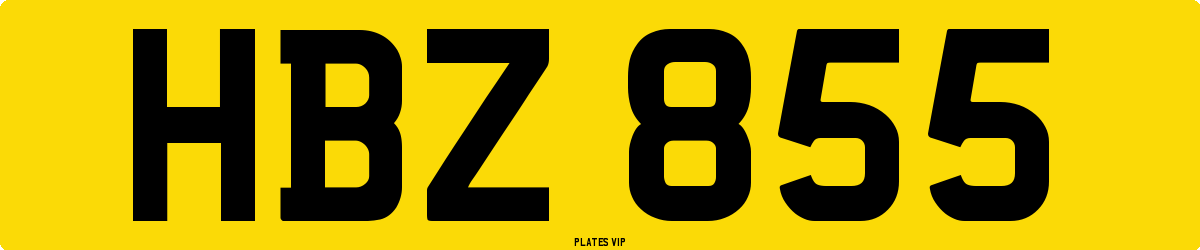 HBZ 855 Number Plate