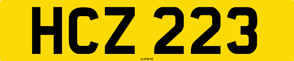HCZ 223 Number Plate