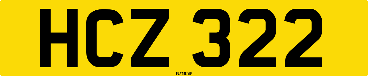 HCZ 322 Number Plate