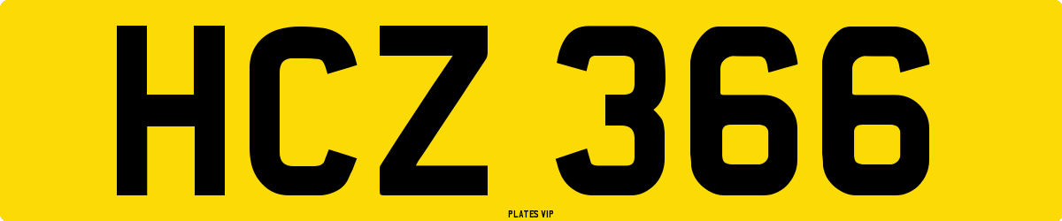 HCZ 366 Number Plate