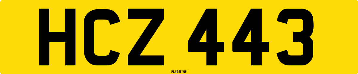 HCZ 443 Number Plate