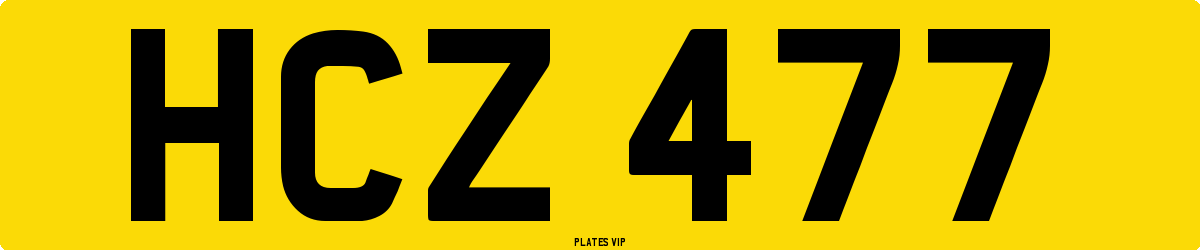 HCZ 477 Number Plate