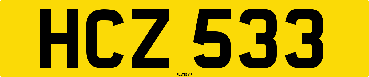 HCZ 533 Number Plate
