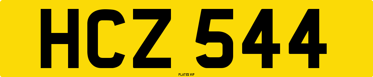 HCZ 544 Number Plate