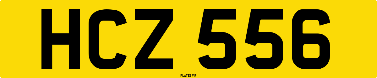 HCZ 556 Number Plate