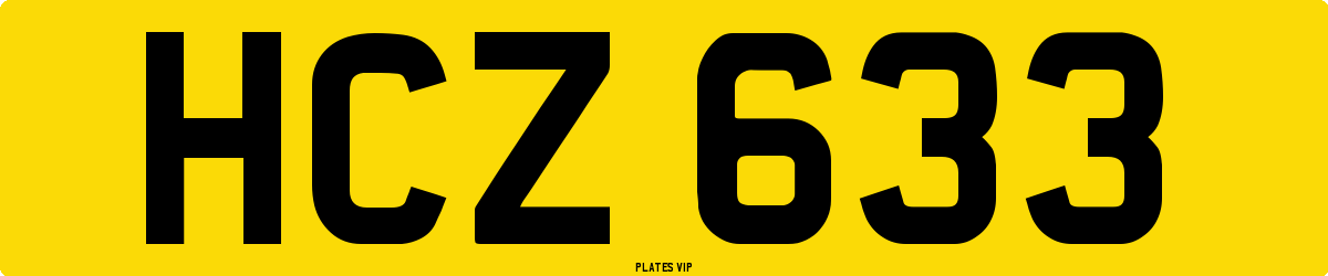HCZ 633 Number Plate