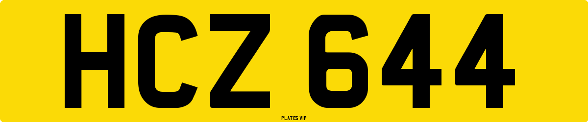 HCZ 644 Number Plate