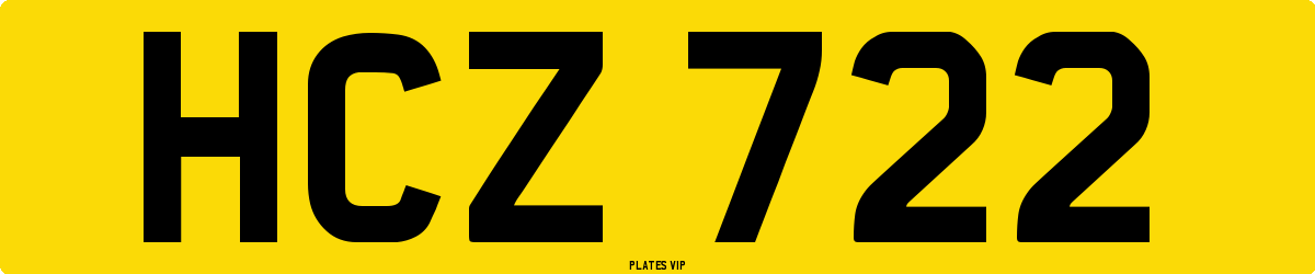 HCZ 722 Number Plate