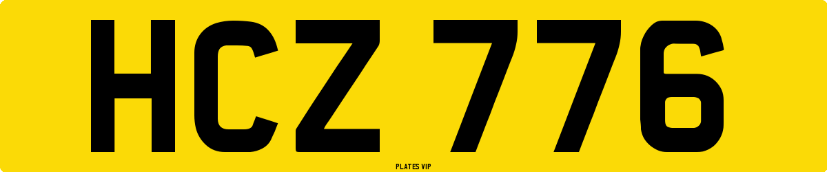 HCZ 776 Number Plate