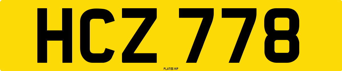 HCZ 778 Number Plate
