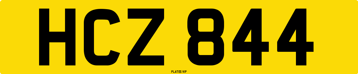 HCZ 844 Number Plate