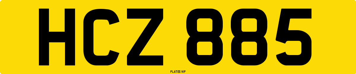 HCZ 885 Number Plate