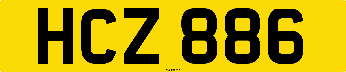 HCZ 886 Number Plate
