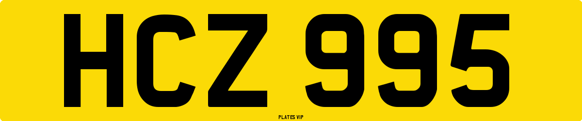 HCZ 995 Number Plate