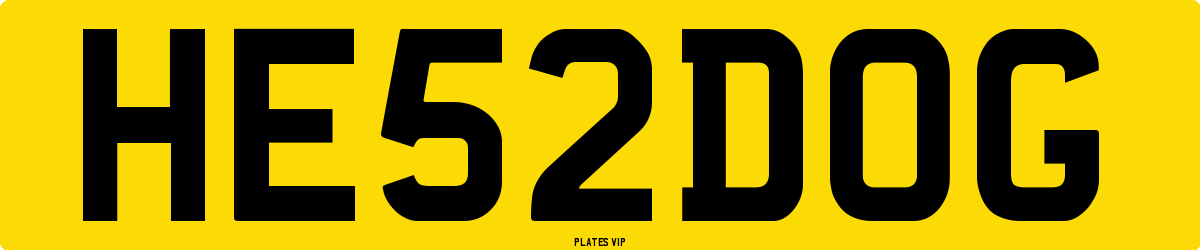 HE 52 DOG Number Plate