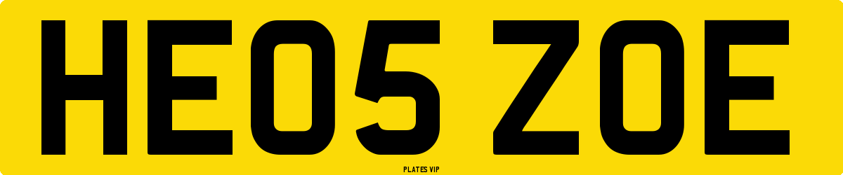 HE05 ZOE Number Plate