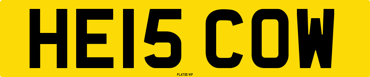 HE15 COW Number Plate