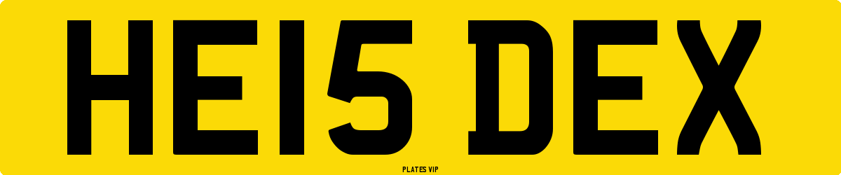 HE15 DEX Number Plate