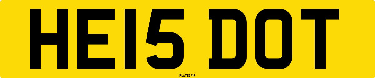 HE15 DOT Number Plate