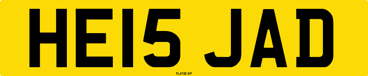 HE15 JAD Number Plate