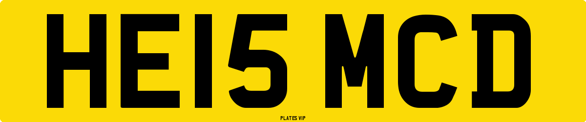 HE15 MCD Number Plate