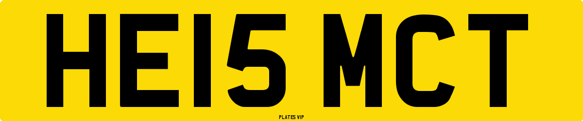 HE15 MCT Number Plate