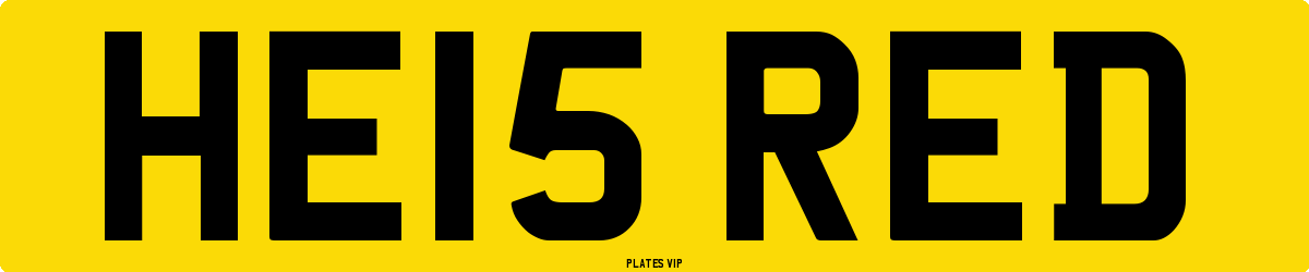 HE15 RED Number Plate