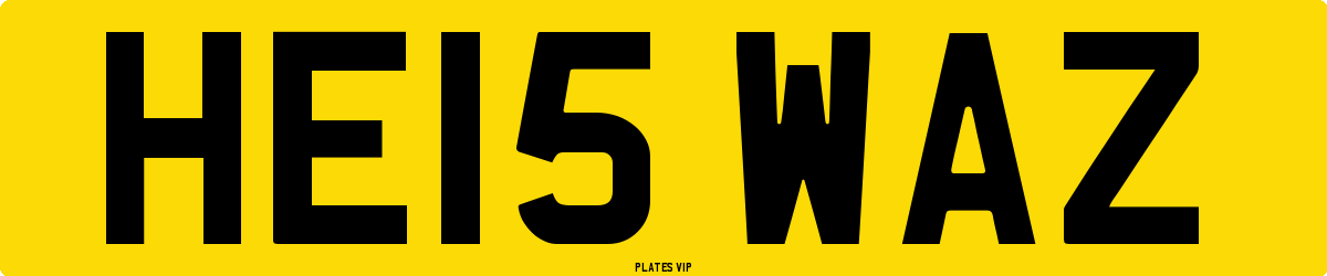 HE15 WAZ Number Plate