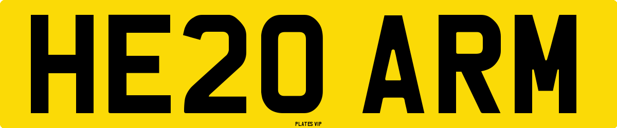 HE20 ARM Number Plate