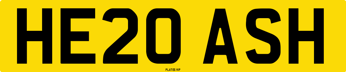 HE20 ASH Number Plate