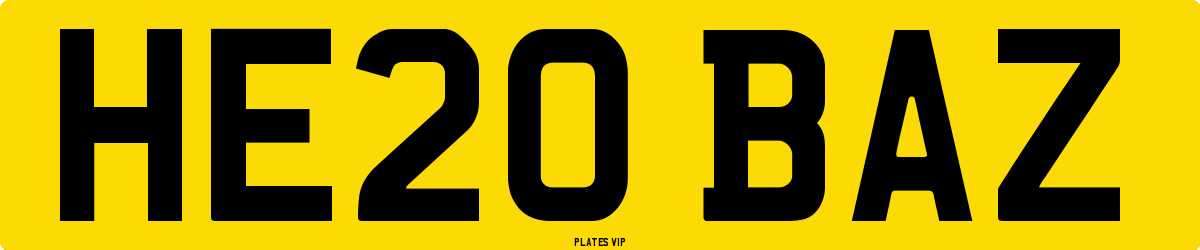 HE20 BAZ Number Plate