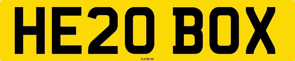 HE20 BOX Number Plate