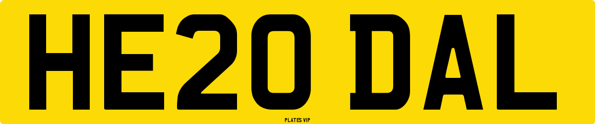 HE20 DAL Number Plate