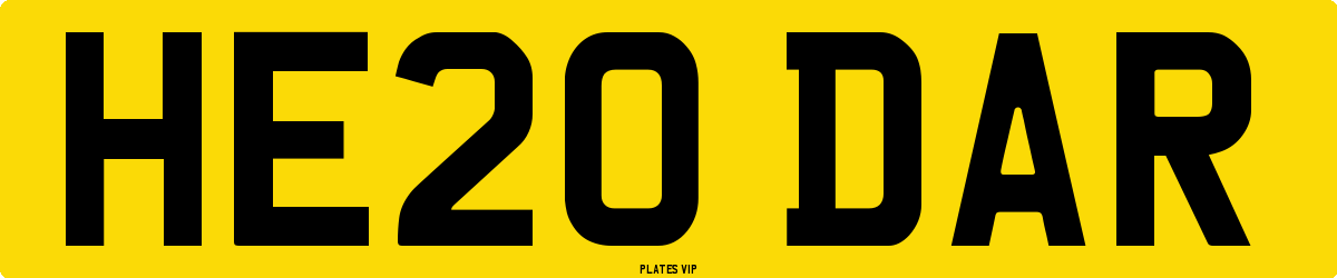 HE20 DAR Number Plate