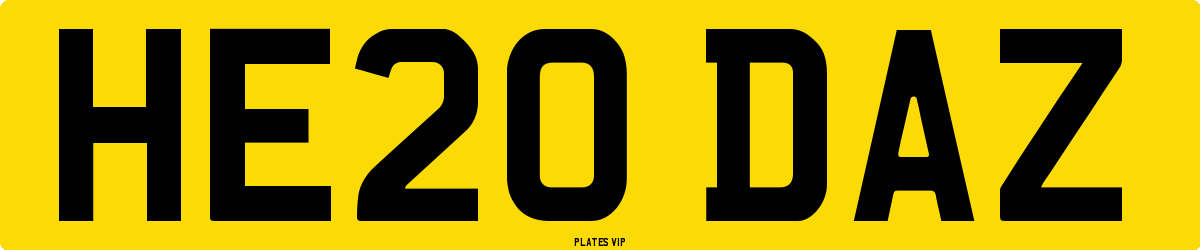 HE20 DAZ Number Plate
