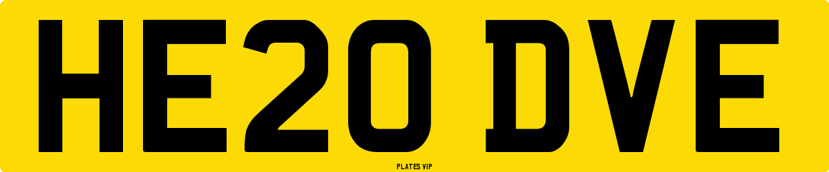 HE20 DVE Number Plate