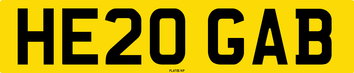HE20 GAB Number Plate